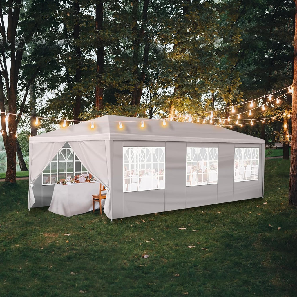Outdoor Gazebo Canopy Wedding Party Tent Camping Shelter Commercial Instant Shelter Waterproof Tent with Removable Side Walls (10'x30' Eight Sides)