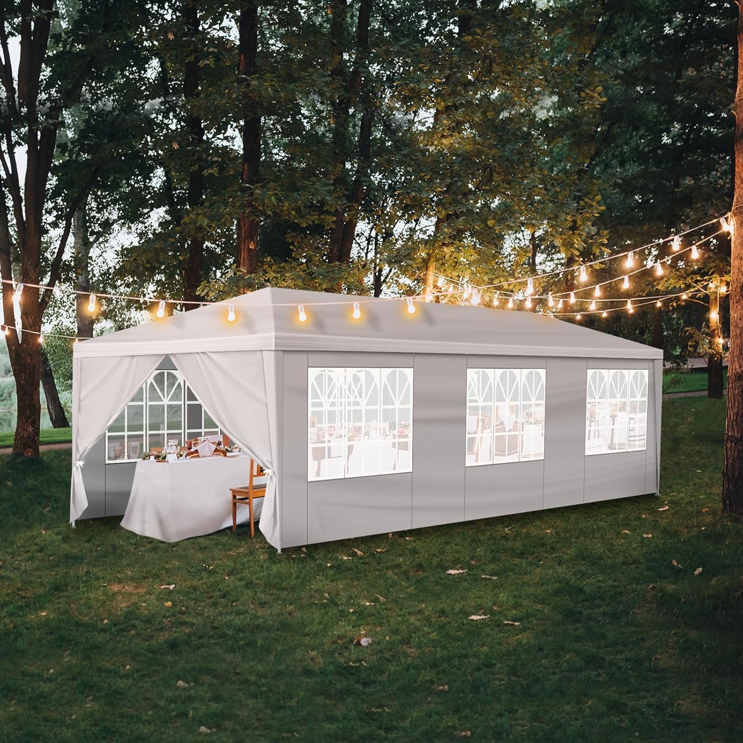 Outdoor Gazebo Canopy Wedding Party Tent Camping Shelter Commercial Instant Shelter Waterproof Tent with Removable Side Walls (10'x30' Eight Sides)