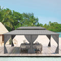 12'x20' Hardtop Gazebo - Heavy Duty Galvanized Steel Frame with Double Roof, Includes Netting & Curtains for Patio/Backyard (Gray)