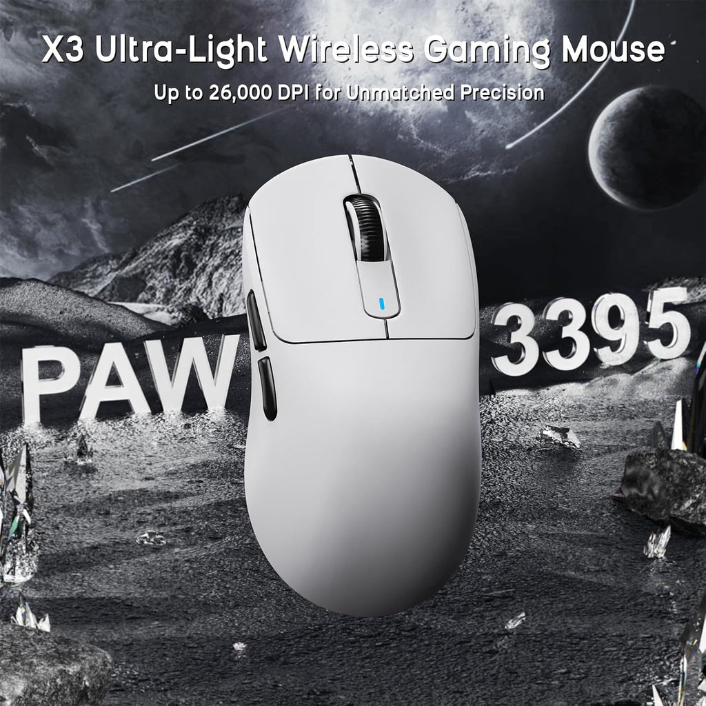 ATTACK SHARK X68 HE Wired Magnetic Keyboard with X3 Wireless Gaming Mouse Combos, 8KHz Rapid Trigger Keyboard, 0.01mm RT Accuracy, 49g Superlight Mouse, PAW3395, 26000 DPI - White Contours
