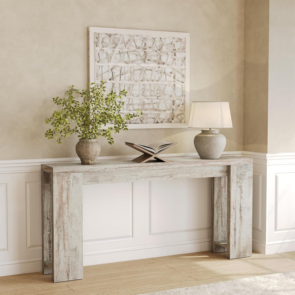 LITTLE TREE 70.9-Inch Entryway Table, Long Narrow Farmhouse Sofa Console Table for Living Room, Hallway