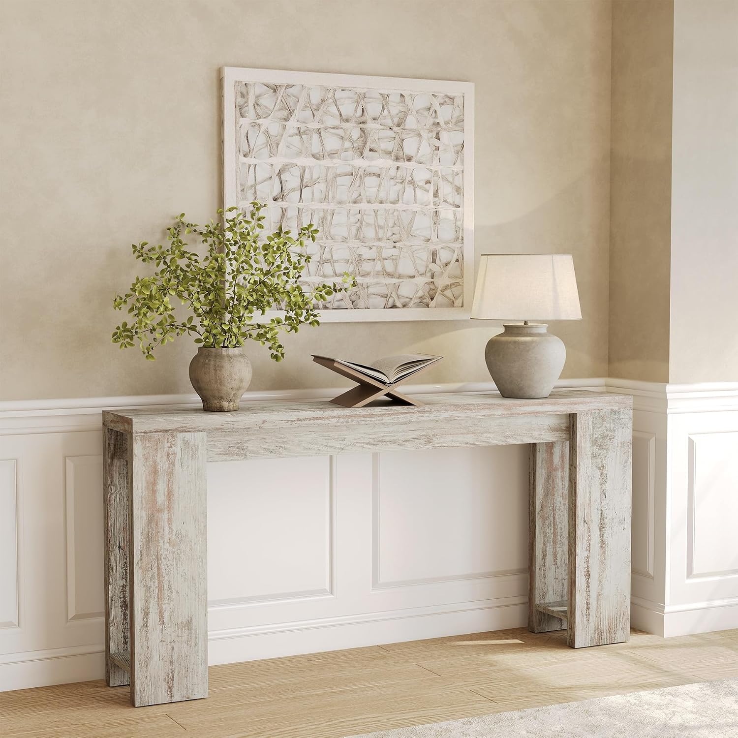 LITTLE TREE 70.9-Inch Entryway Table, Long Narrow Farmhouse Sofa Console Table for Living Room, Hallway