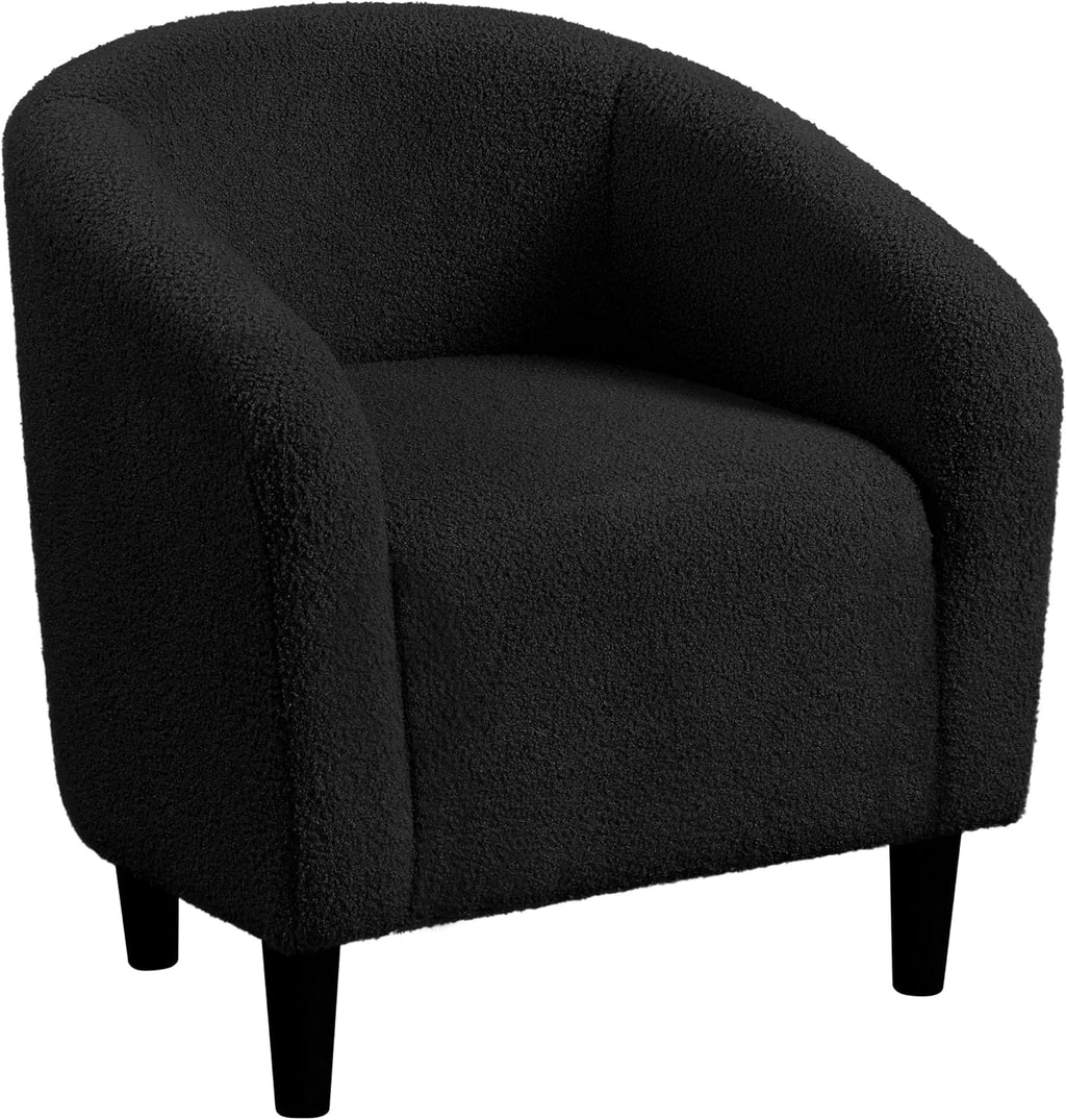 Yaheetech Accent Barrel Chair, Boucle Fabric Club Chair, Furry Sherpa Elegant Armchair with Cozy Soft Padded, Suitable for Living Room Bedroom Reception Office, Black