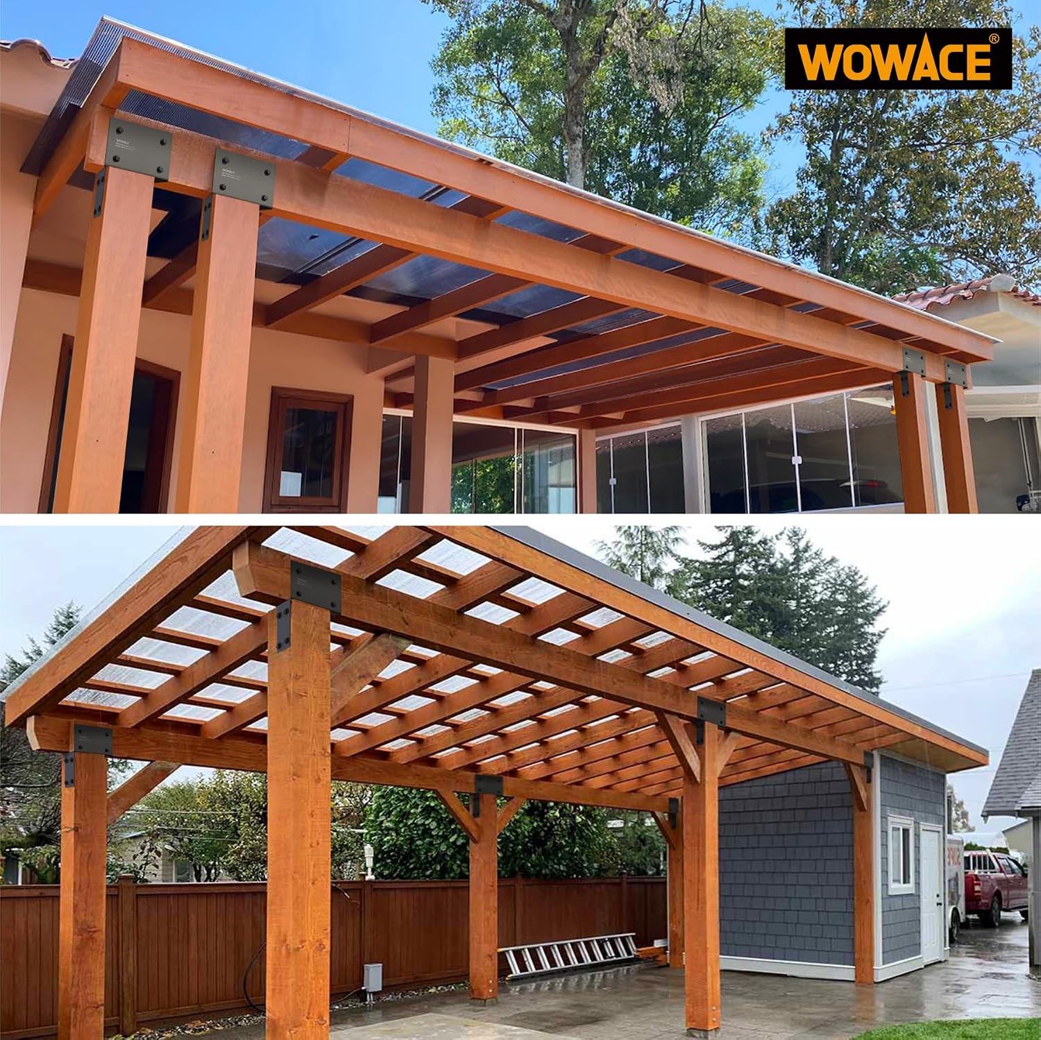 4Pack 4x6 (Actual 3.5'x5.5') Heavy Duty Stainless Steel Pergola Brackets - End Post to Beam Connector for Gazebos, Patio Decks, Porches - Wood Post Cap Tie Bracket (Dark Gray)