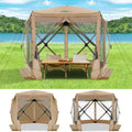 COBIZI 10x10 Pop up Gazebo Screen House Tent for Camping, Pop-up Camping Canopy with Sidewalls, Portable Outdoor Quick-Set Hub Tent with Carrying Bag&Ground Stakes, Khaki(Upgraded 2.0)