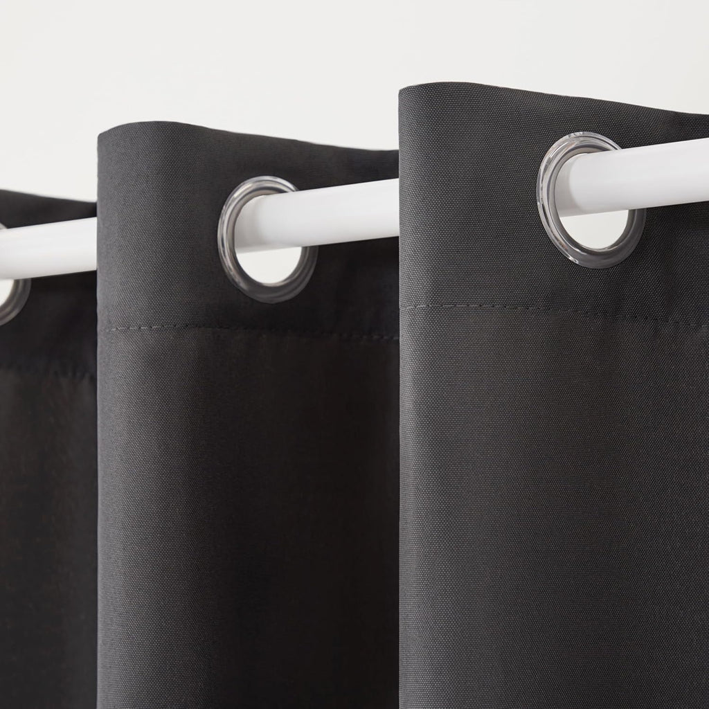TOWN & COUNTRY BASICS Cabana Solid Heavyweight Indoor Outdoor Curtains, Light Filtering Opacity with Grommet Top, Water Repellent, 2-Pack Set, 54'x96', Charcoal (Pack of 6)
