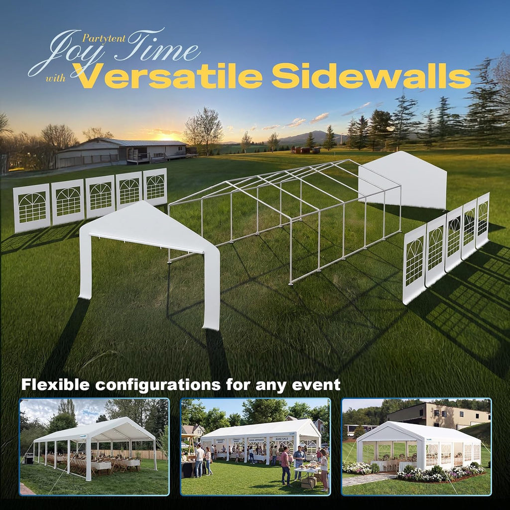 Quictent Premium 16x32 Party Tent Heavy Duty Outdoor Gazebo White Event Shelter Wedding Canopy Tent for Parties Carport BBQ with Removable Sidewall Windows & Storage Bags