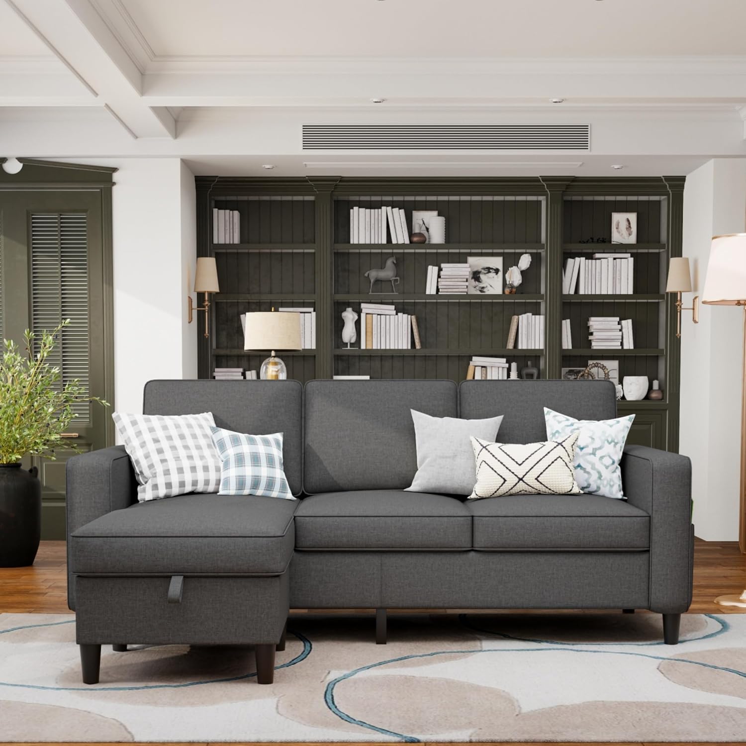 Youmumeub Sectional Couches for Living Room - Convertible Sofa and Storage Bench,79''Modern Corner Configuration,Suitable for Living Room, Apartment, Bedroom and Office-Gray | Reversible Chaise, Reversible Chaise