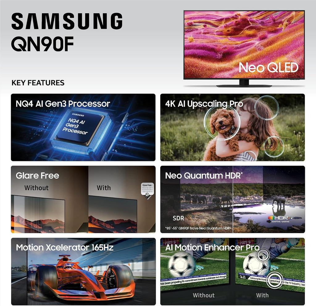 Samsung 43-Inch Class Neo QLED 4K QN90F Series, Vision AI, Mini LED Smart TV (2025 Model, 43QN90F) Neo Quantum HDR+, Object Tracking Sound Lite w/Dolby Atmos, Glare Free, Gaming Hub, Alexa Built-in