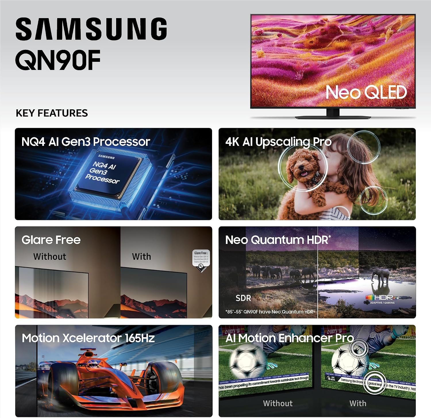 Samsung 43-Inch Class Neo QLED 4K QN90F Series, Vision AI, Mini LED Smart TV (2025 Model, 43QN90F) Neo Quantum HDR+, Object Tracking Sound Lite w/Dolby Atmos, Glare Free, Gaming Hub, Alexa Built-in