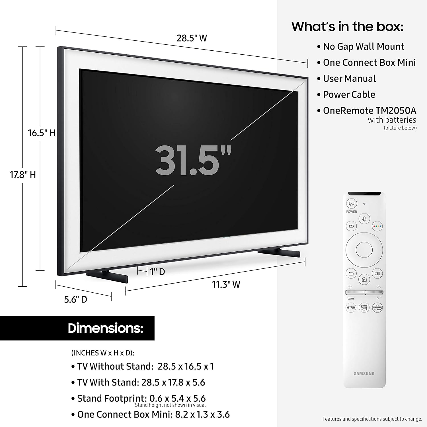 SAMSUNG 32-inch Class FRAME QLED LS03 Series - FHD Dual LED Quantum HDR Smart TV with Alexa Built-in (QN32LS03TBFXZA, 2020 Model) (Renewed)