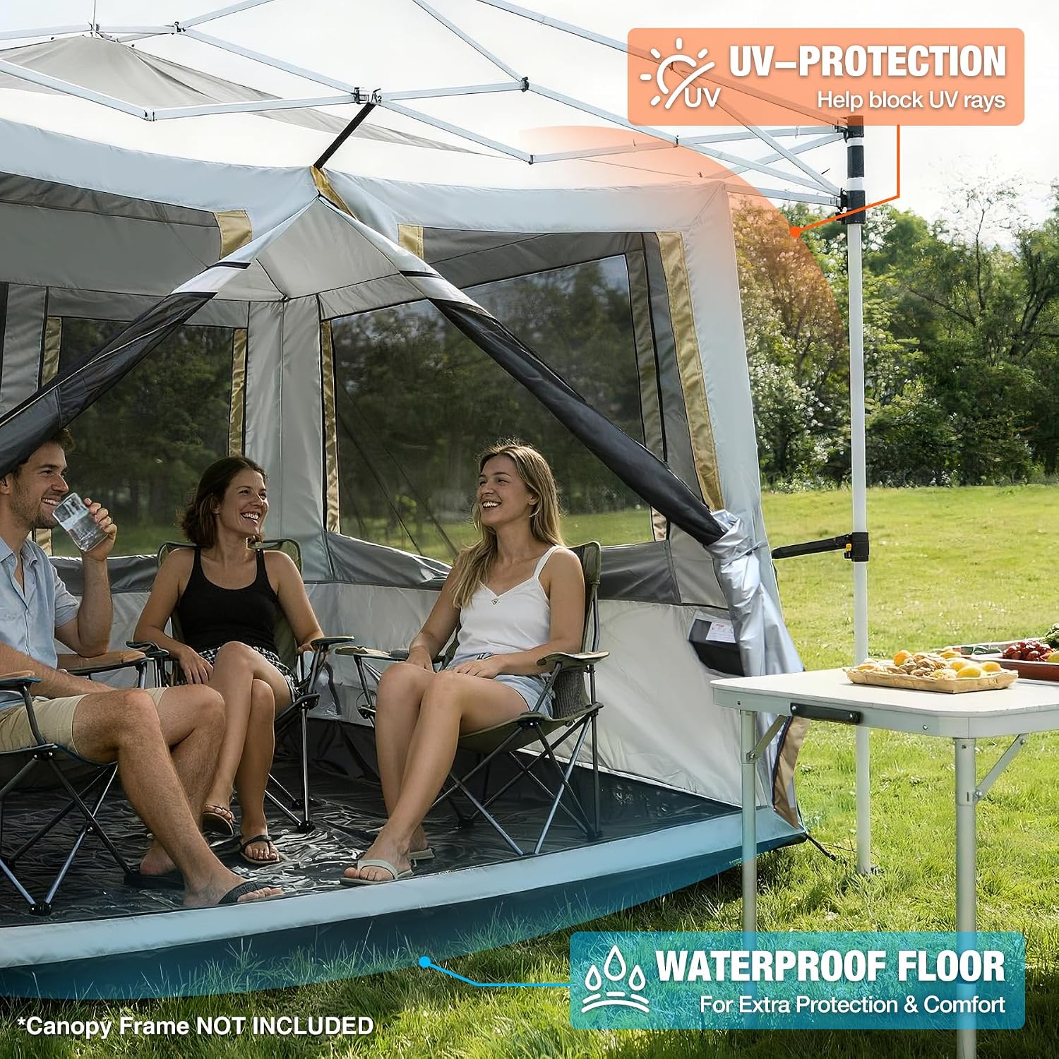 REDCAMP Canopy Camping Tent for Pop Up Canopy Tent, Inner Tent Converts Straight Leg 10'x10' or 10'x20' Canopy into Camping Tent, Fits 4-6 Person(Frame/Shelter NOT Included)
