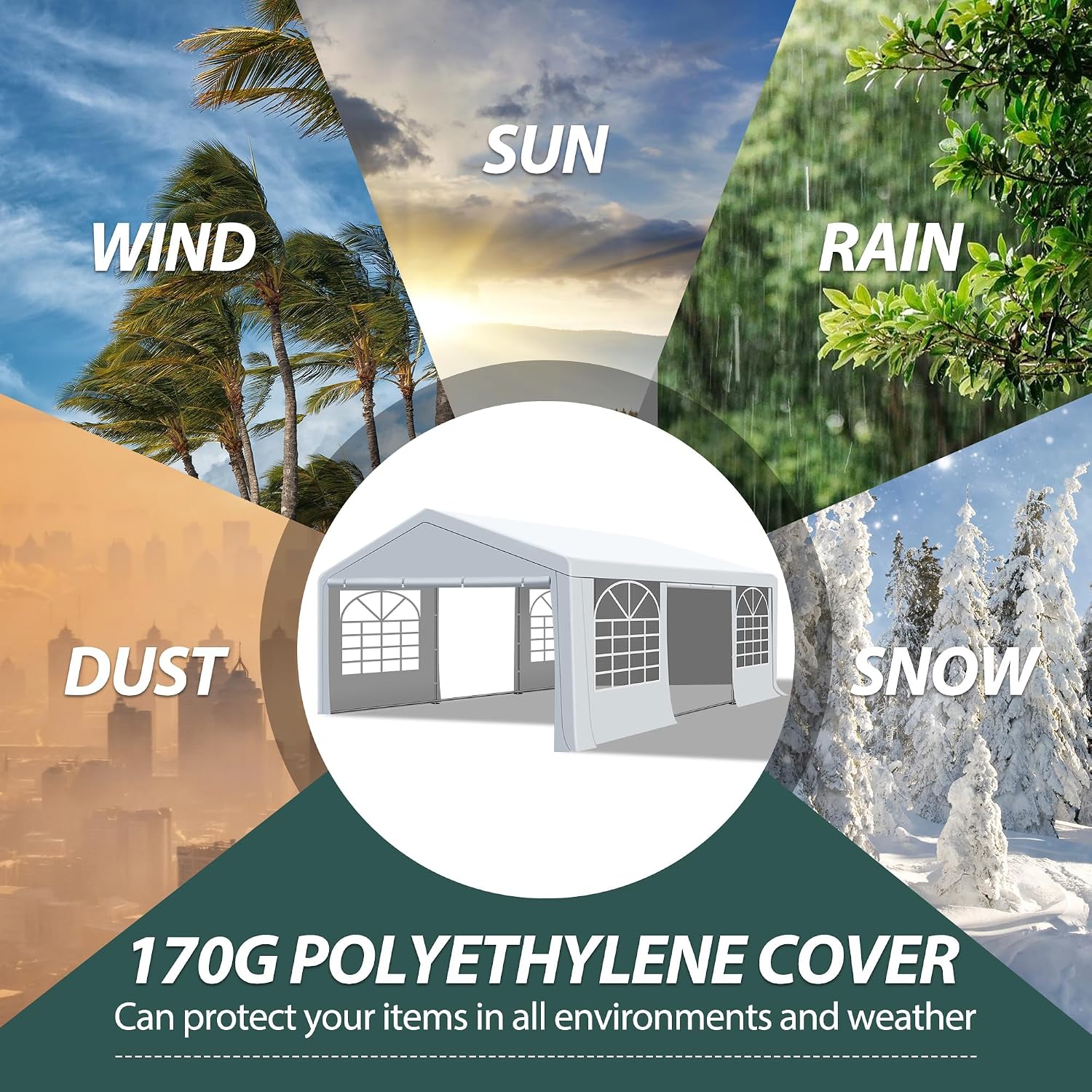 20'x20' Party Tent Heavy Duty, Large Wedding Event Tent with Removable Sidewalls & 4 Sand Bags,Event Canopy Shelter for Parties, Carpas para Fiestas