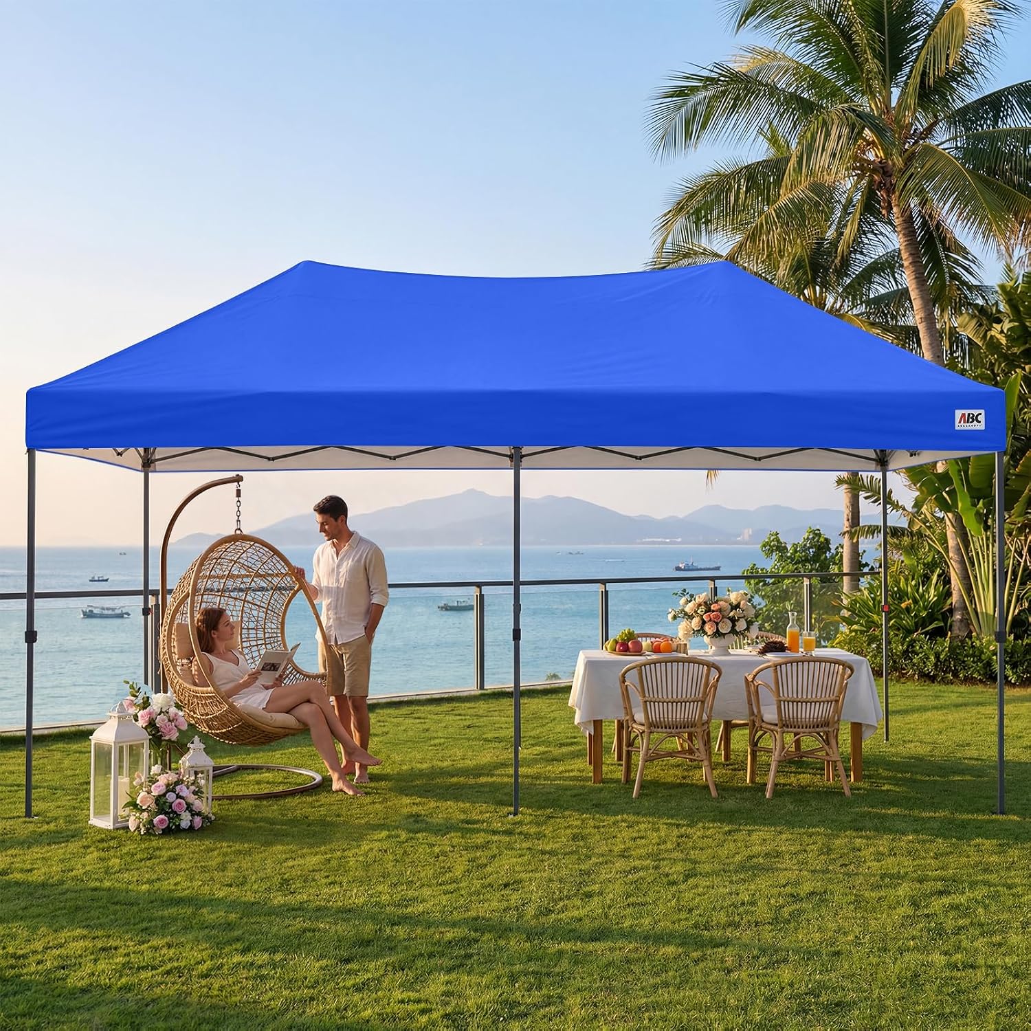 ABCCANOPY 10x20 Pop Up Canopy Tent, Easy Setup Instant Shelter with Wheeled Bag, Heavy Duty Outdoor Canopy for Beach, Market, Backyard, UV Protection, Outdoor Weather Protection (Royal Blue, 10x20)