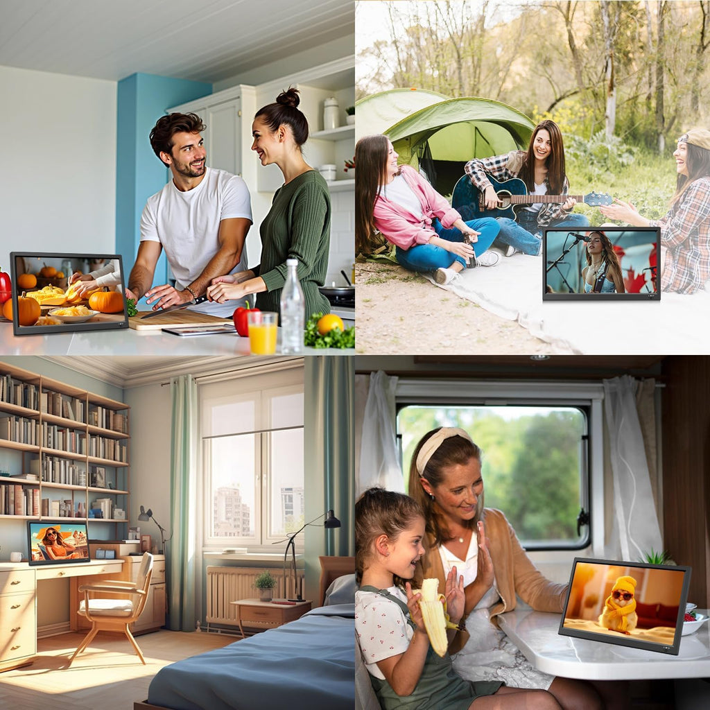 Feihe 15.6 inch Small Kitchen TV with ATSC Tuner/HDMI/USB/AV, Built-in TV Steel Stand and Remote Control for Bedroom,RV,Camping,Outdoor or Office
