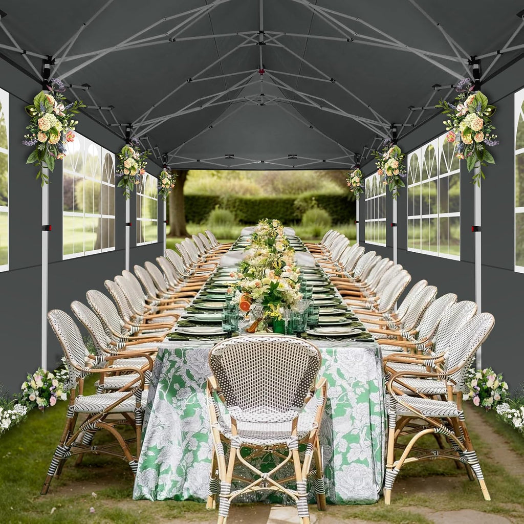 COBIZI Canopy Tent 10x30 Pop Up Canopy with 8 Removable Sidewalls Party Tents for Parties Wedding Patio Commercial Waterproof and UV50+ Ez Outdoor Instant Gazebo with Roller Bag & 4 Sandbags（Grey）