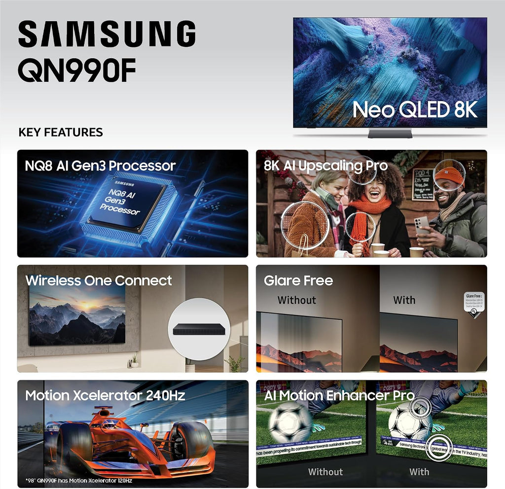 Samsung 65-Inch Class Neo QLED QN990F 8K Mini LED Smart TV (2025 Model) NQ8 AI Gen3 Processor, Upscaling Pro, Wireless One Connect, Glare Free, Samsung Vision AI, Alexa Built-in