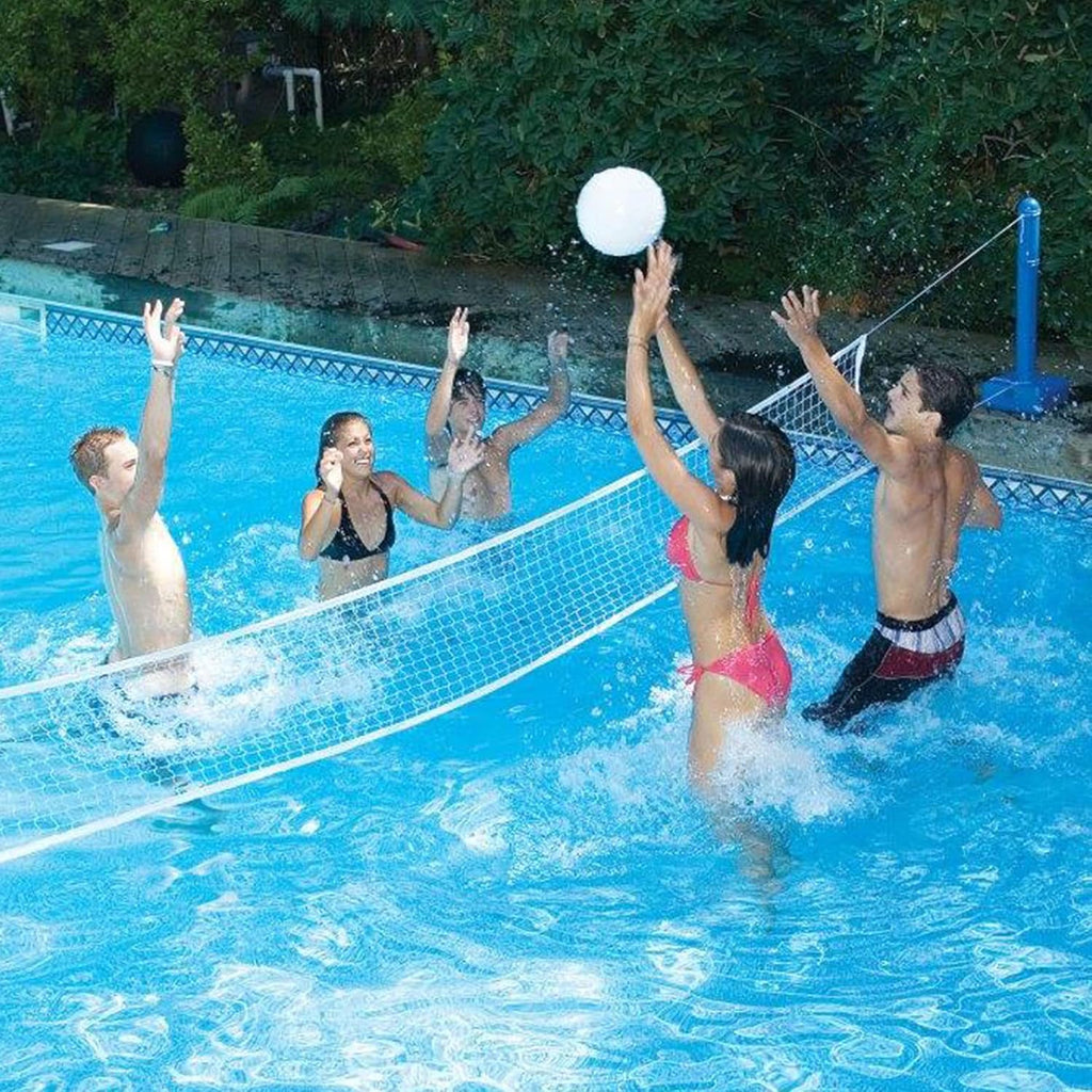 Swimline Cross In Ground Swimming Pool Outdoor Durable Nylon Toy Game Sport Volleyball Net with Ball and Weighted Supports (6 Pack)