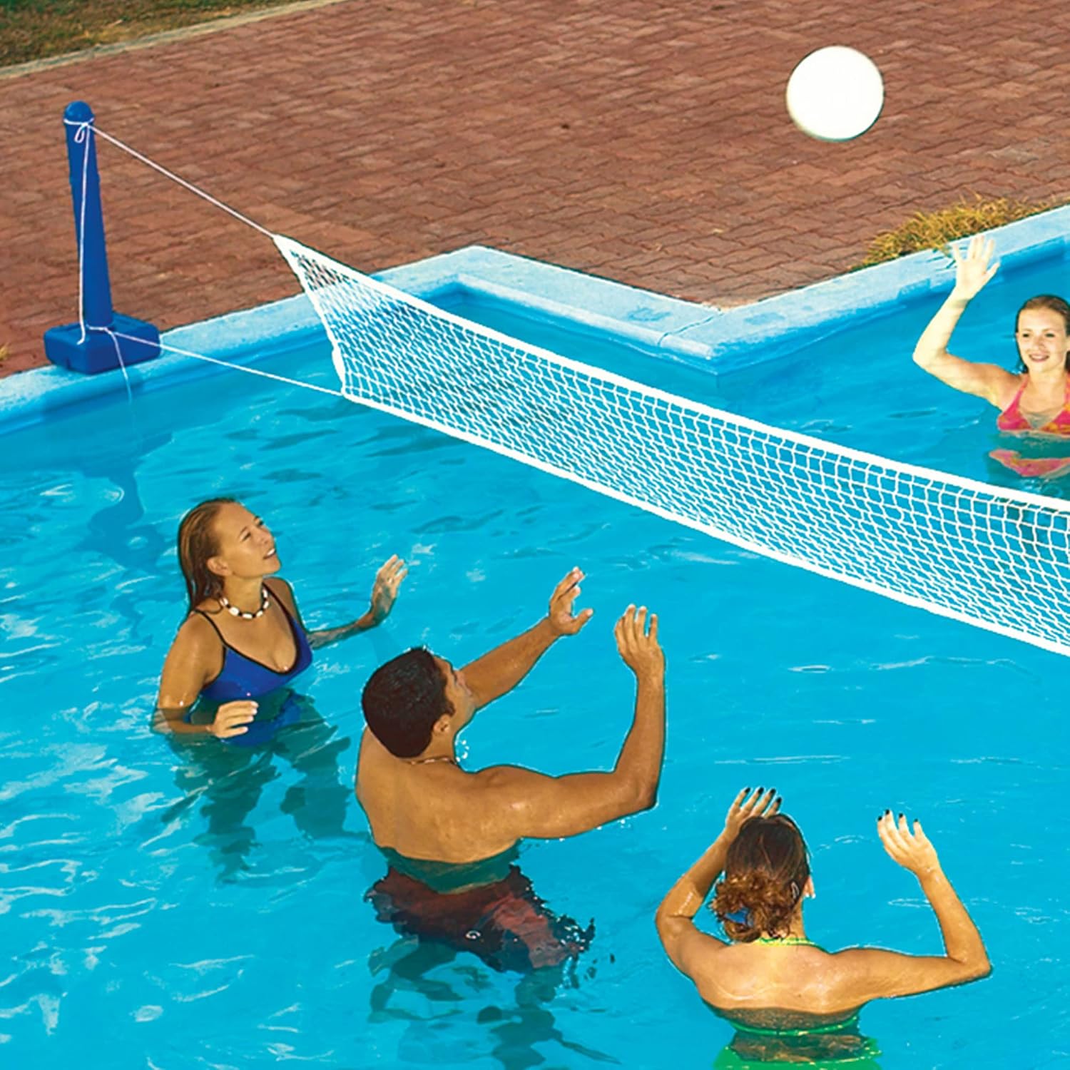 Swimline Cross In Ground Swimming Pool Outdoor Durable Nylon Toy Game Sport Volleyball Net with Ball and Weighted Supports (6 Pack)