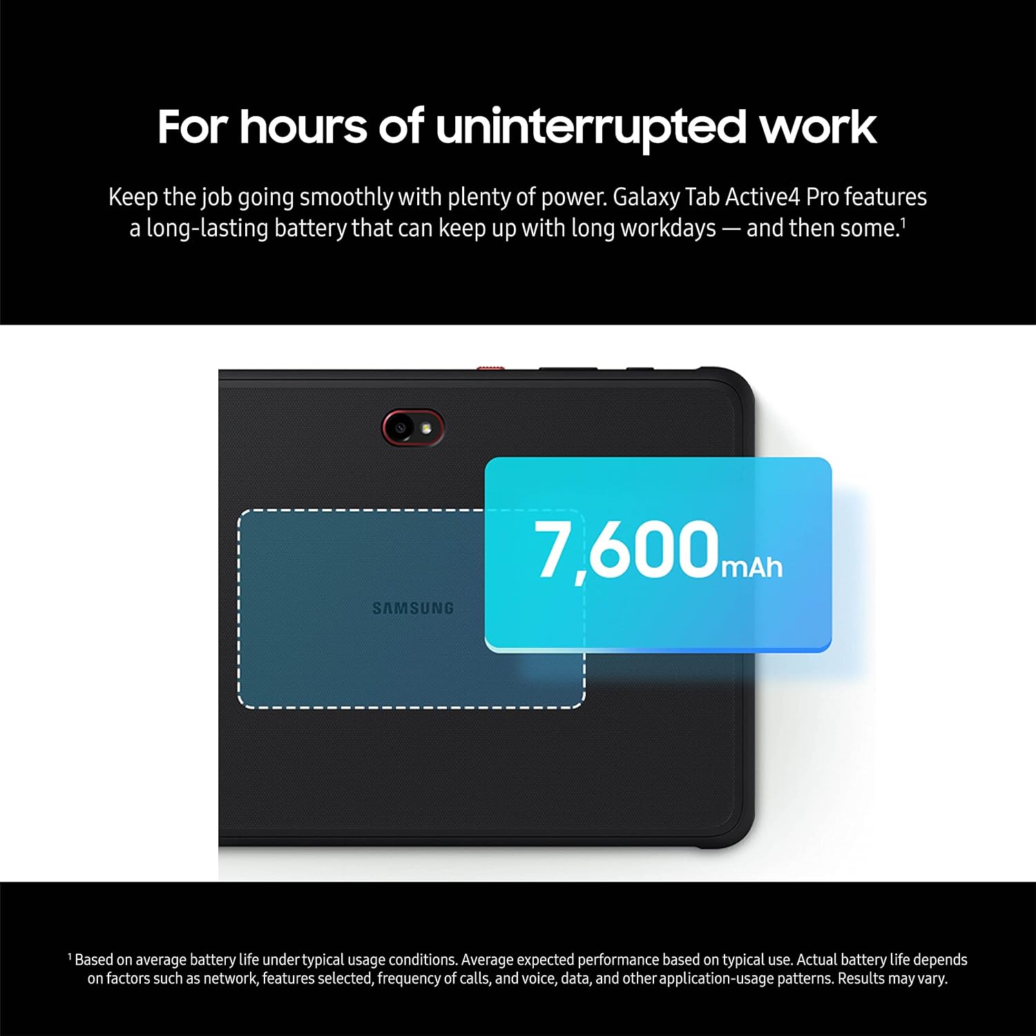 Samsung Galaxy Tab Active4 Pro 10.1' 64GB Wi-Fi Android Work Tablet, LTE Unlocked, 4GB RAM, Rugged Design, Sensitive Touchscreen, Long-Battery Life-for Workers, SM-T630NZKAN20, Black