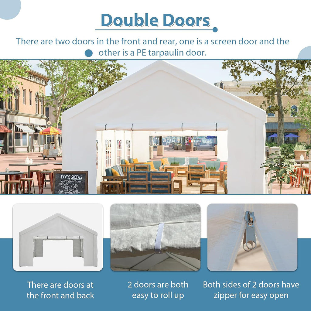 KEIKI 16X32ft Party Tent Heavy Duty, Outdoor Canopy Tent Carport Wedding Event Shelter BBQ Wedding Tents for Parties with Storage Bags & Removable Sidewall for Parties Carport Camping Garden Patio