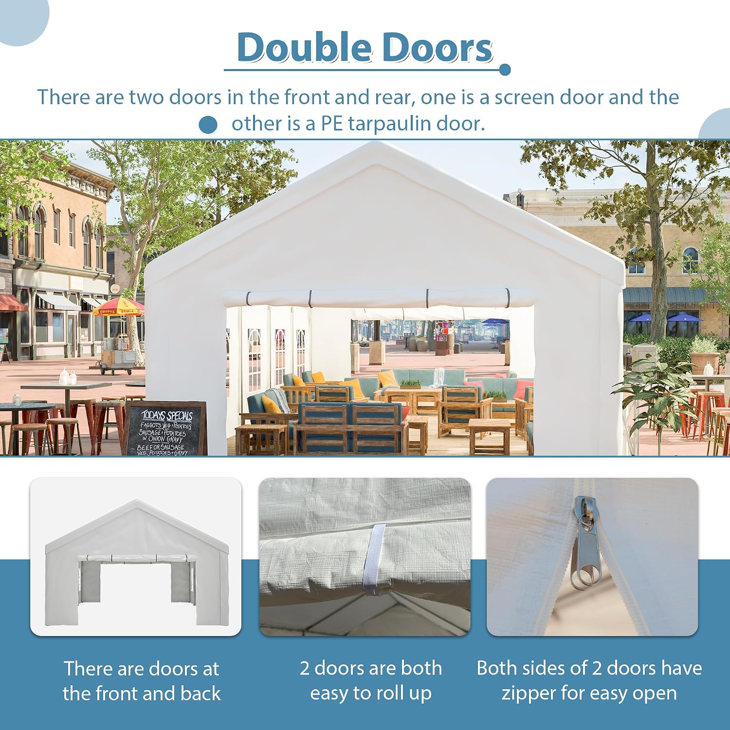 KEIKI 16X32ft Party Tent Heavy Duty, Outdoor Canopy Tent Carport Wedding Event Shelter BBQ Wedding Tents for Parties with Storage Bags & Removable Sidewall for Parties Carport Camping Garden Patio