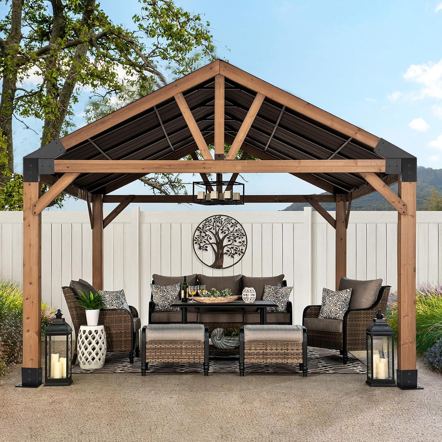 30° Slanted Pergola Whole-Set Kit for 4' x 4' Wood Pergola, Easy to Install, Weather - Resistant Bracket Kit for Carports, Gardens & More (14 Pcs)