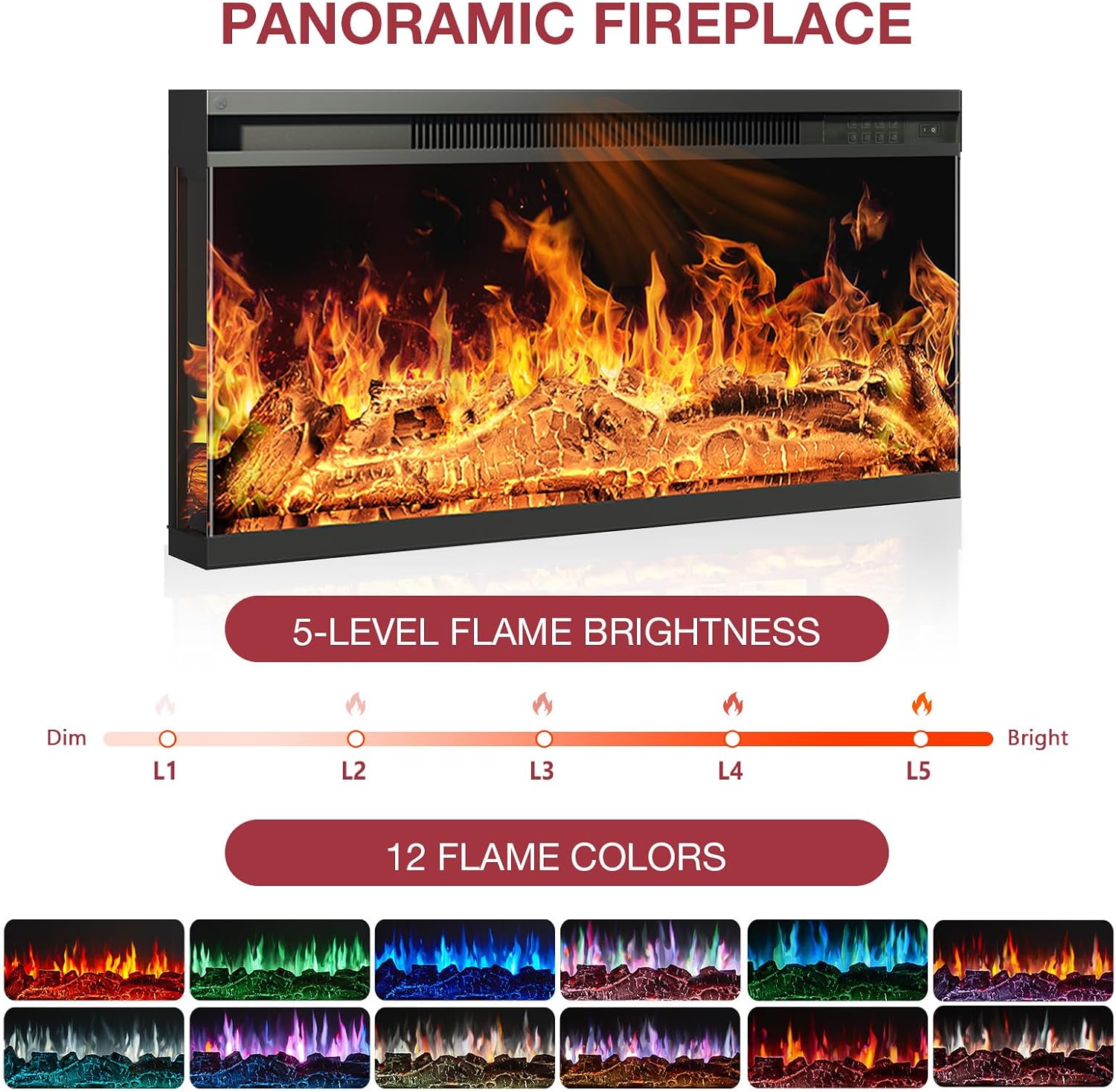 oneinmil 36 Inch 3-Sided Glass Fireplace TV Stand for TVs up to 80', Rustic Media Entertainment Center Console Table with Glass Door Closed Storage, Set of TV Table, White