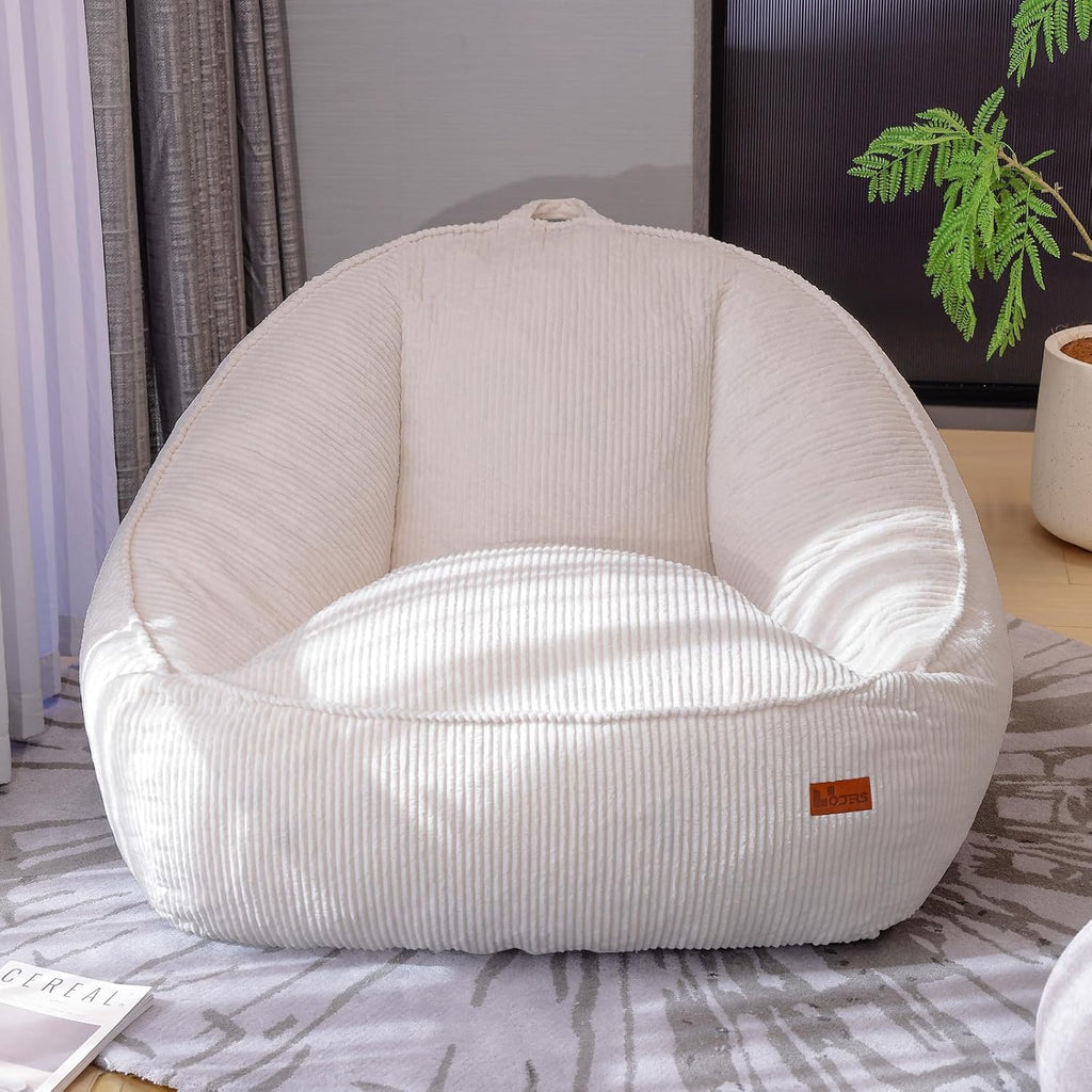 Bean Bag Chair, Cozy Fluffy Beanbag Chairs with Filler for Teens and Kids, Floor Lazy Sofa for Living Room Gaming & Reading (M-Beige)