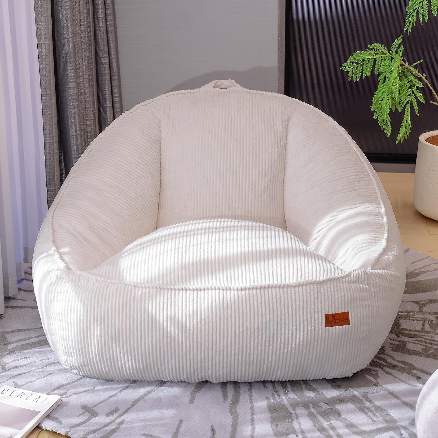 Bean Bag Chair, Cozy Fluffy Beanbag Chairs with Filler for Teens and Kids, Floor Lazy Sofa for Living Room Gaming & Reading (M-Beige)
