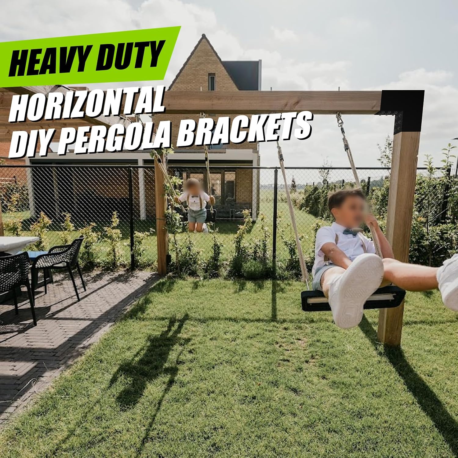 6'x6' L-Shaped Pergola Bracket,2-Way Woodwork Bracket for Indoor & Outdoor Wood Post Structures,DIY 90° Right Corner Brackets for Gazebos,Patios,Porchs,Log Cabins with Screws - 4Pack