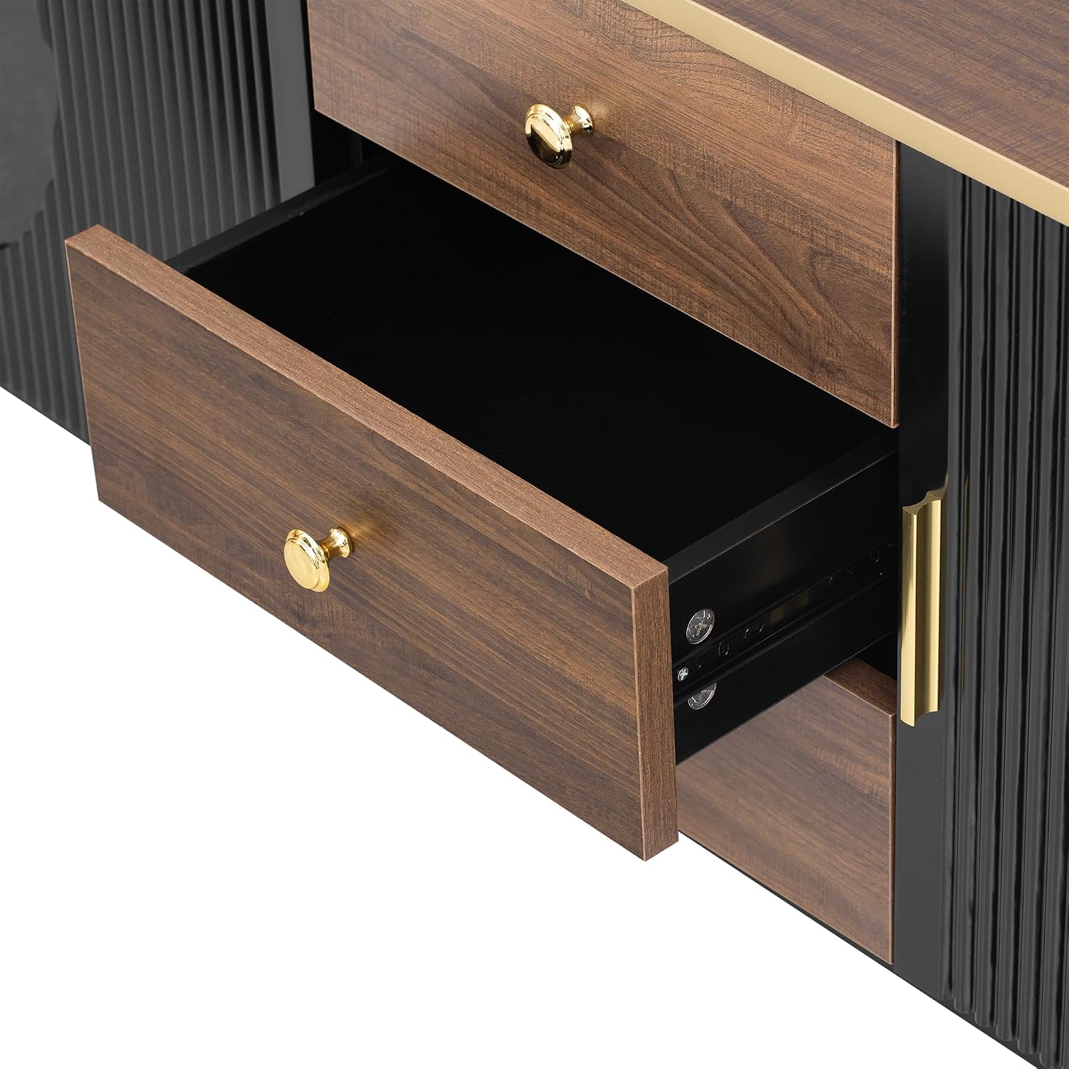 Merax 70.8'' Modern Minimalist TV Stand for TVs up to 80 Inches, Entertainment Center with 3 Drawers and 1 Shelf, Metal Handles and 2 Cabinets for Living Room,Black