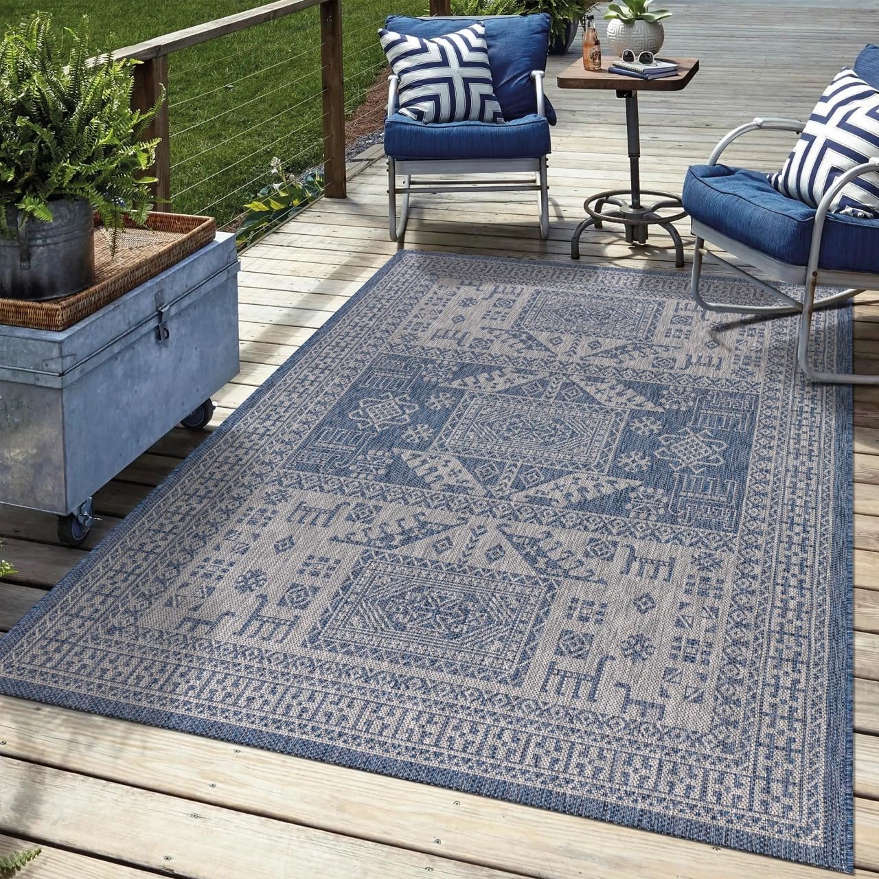 Keen Home Design Terrace Outdoor Area Rug - 9x12 Washable Indoor/Outdoor Rug for Patio, Kitchen, Balcony, Beach, Garden, Deck and Porch, Size: 8'10'x12'