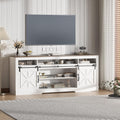 IDEALHOUSE Farmhouse TV Stand for 75 Inch TV, Entertainment Center with Storage Cabinets and Sliding Barn Doors, Media TV Console Table for Living Room Bedroom (27.6' H White)
