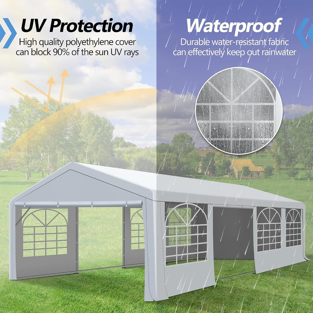 20'x30' Party Tent Heavy Duty, Large Wedding Event Tent with Removable Sidewalls & 4 Sand Bags, Event Canopy Shelter for Parties Outside UV50+ Waterproof, Carpas para Fiestas (20x30 FT)