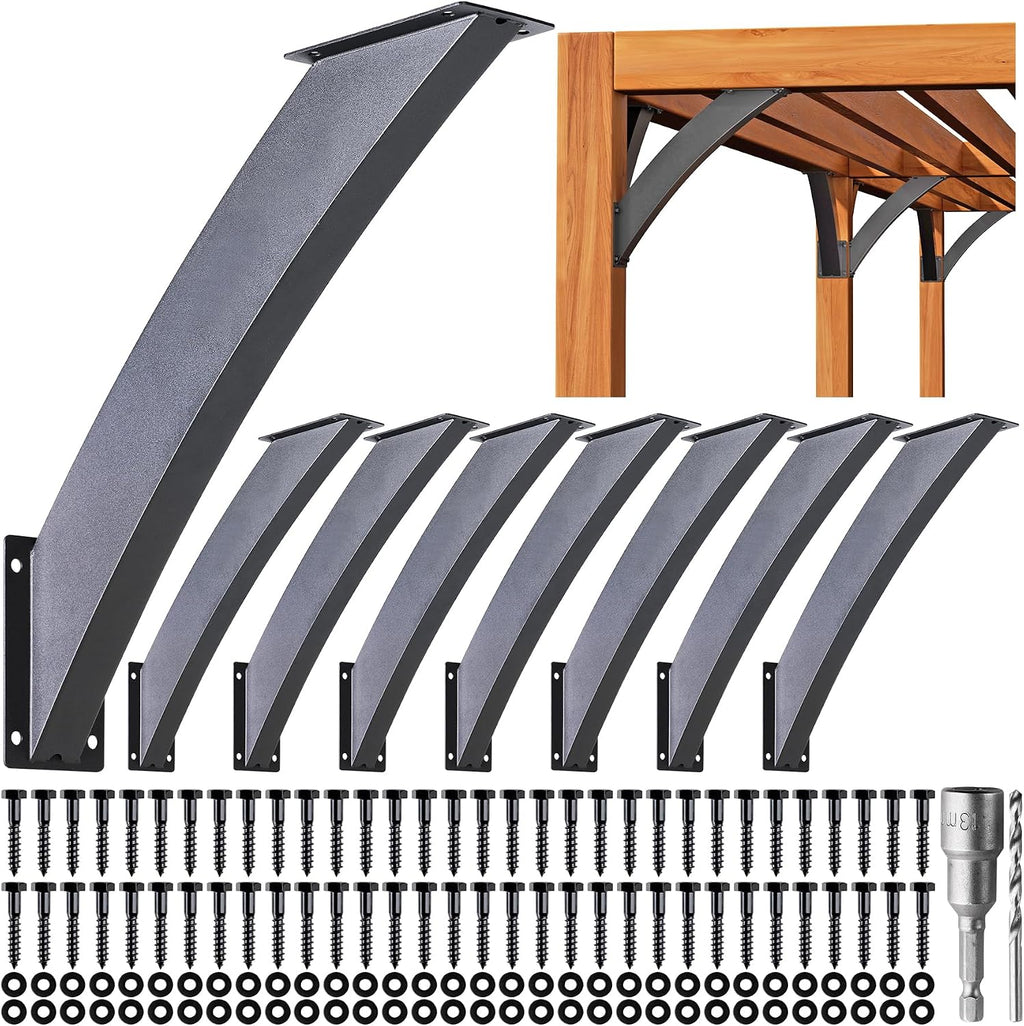 Heavy Duty 45 Degree Angle Support Bracket 2'×4' (Actual: 1.5'×3.2') Wood Beam Support Hardware Degree Post Bracket for Gazebos Pagola Porches 8Pcs
