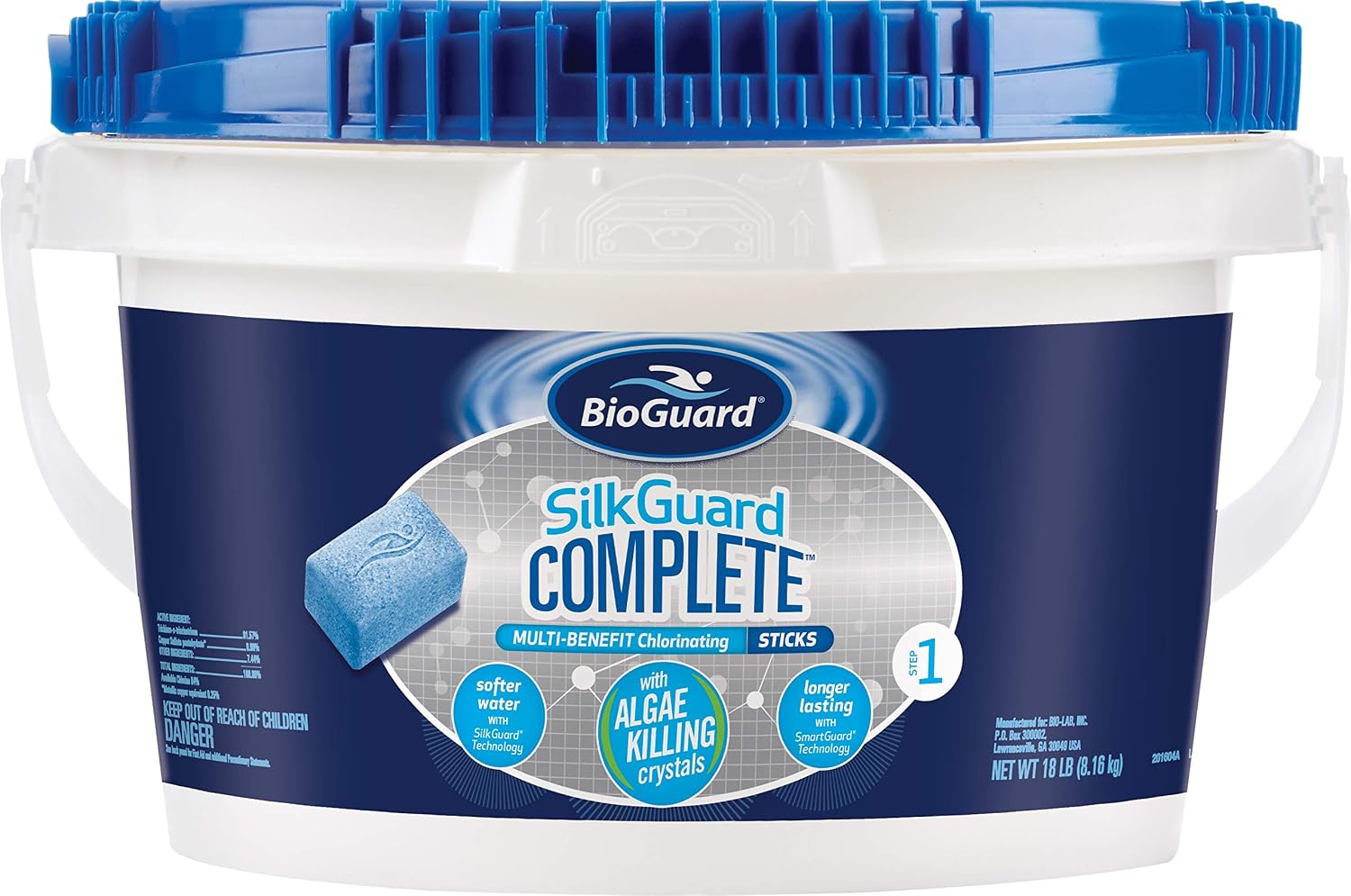 BioGuard SilkGuard Complete Sticks, 18 lb, Longer Lasting with SmartGuard Technology and Algae Killing Crystals, Formulated with SunShield Technology