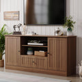 Furnify 63 in Farmhouse TV Stand for TVs up to 70 Inch, Modern Entertainment Center with Storage Drawer and Open Shelves, Shaker Door TV Console Media Cabinet for Living Room, Bedroom, Walnut