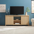 Walker Edison Scandinavian Reeded TV Stand with Storage for up to 70' TV Coastal Oak