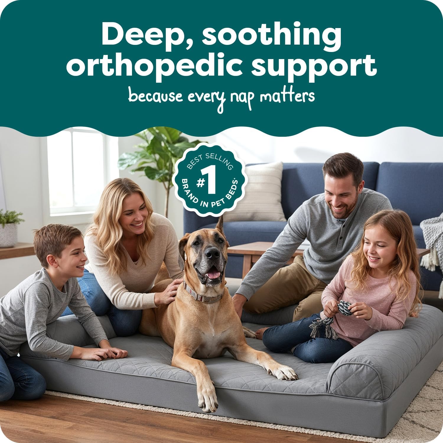 FurHaven Classic Sofa Orthopedic Dog Bed for Large Dogs, Egg Crate with a Solid Orthopedic Foam Base for Joint Support, Removable Washable Cover, Jumbo Plus XXL, Quilted Sofa, Silver Gray