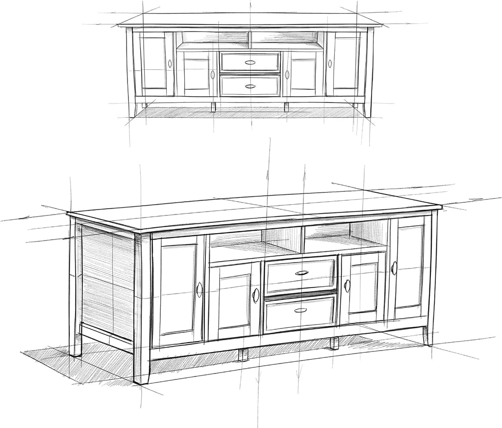 SIMPLIHOME Warm Shaker TV Stand - 72 inch Wide Solid Wood Media Console in Tobacco Brown, Transitional Entertainment Center for Living Room for TVs up to 80 Inches with Cabinets and Cable Management