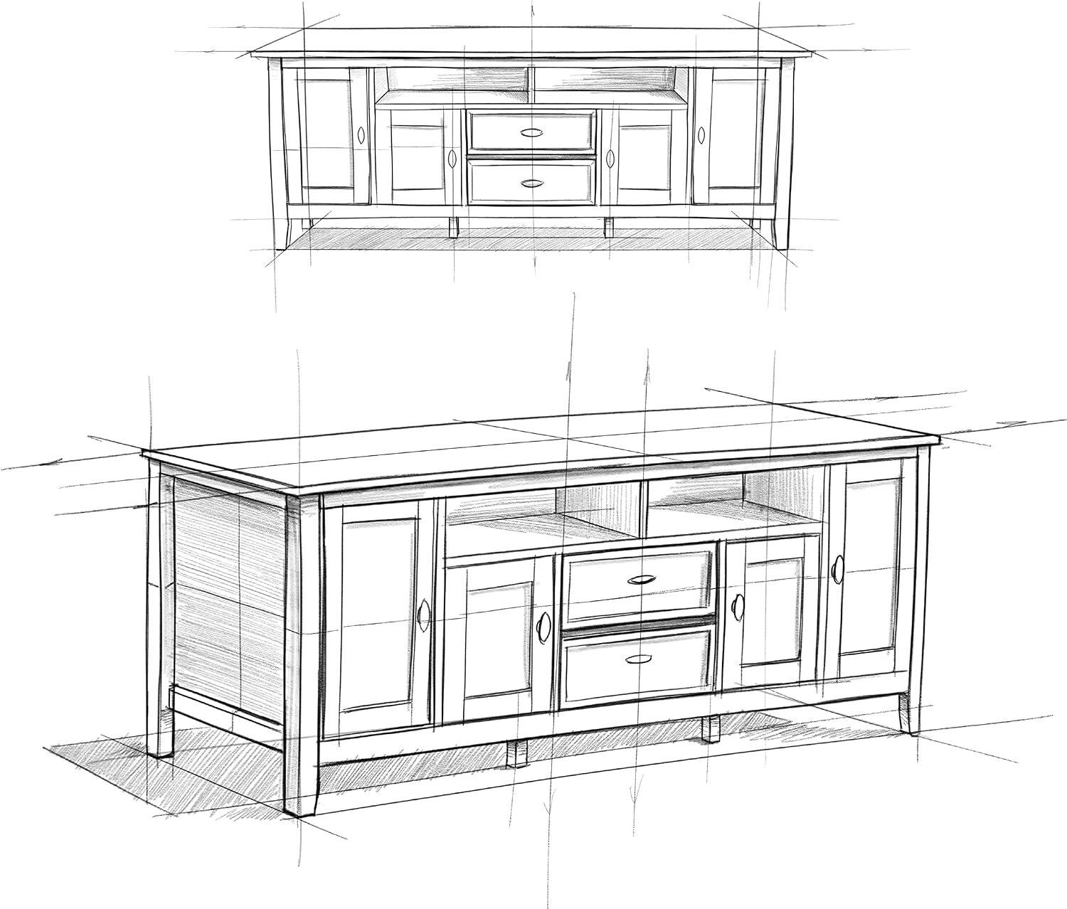 SIMPLIHOME Warm Shaker TV Stand - 72 inch Wide Solid Wood Media Console in Tobacco Brown, Transitional Entertainment Center for Living Room for TVs up to 80 Inches with Cabinets and Cable Management