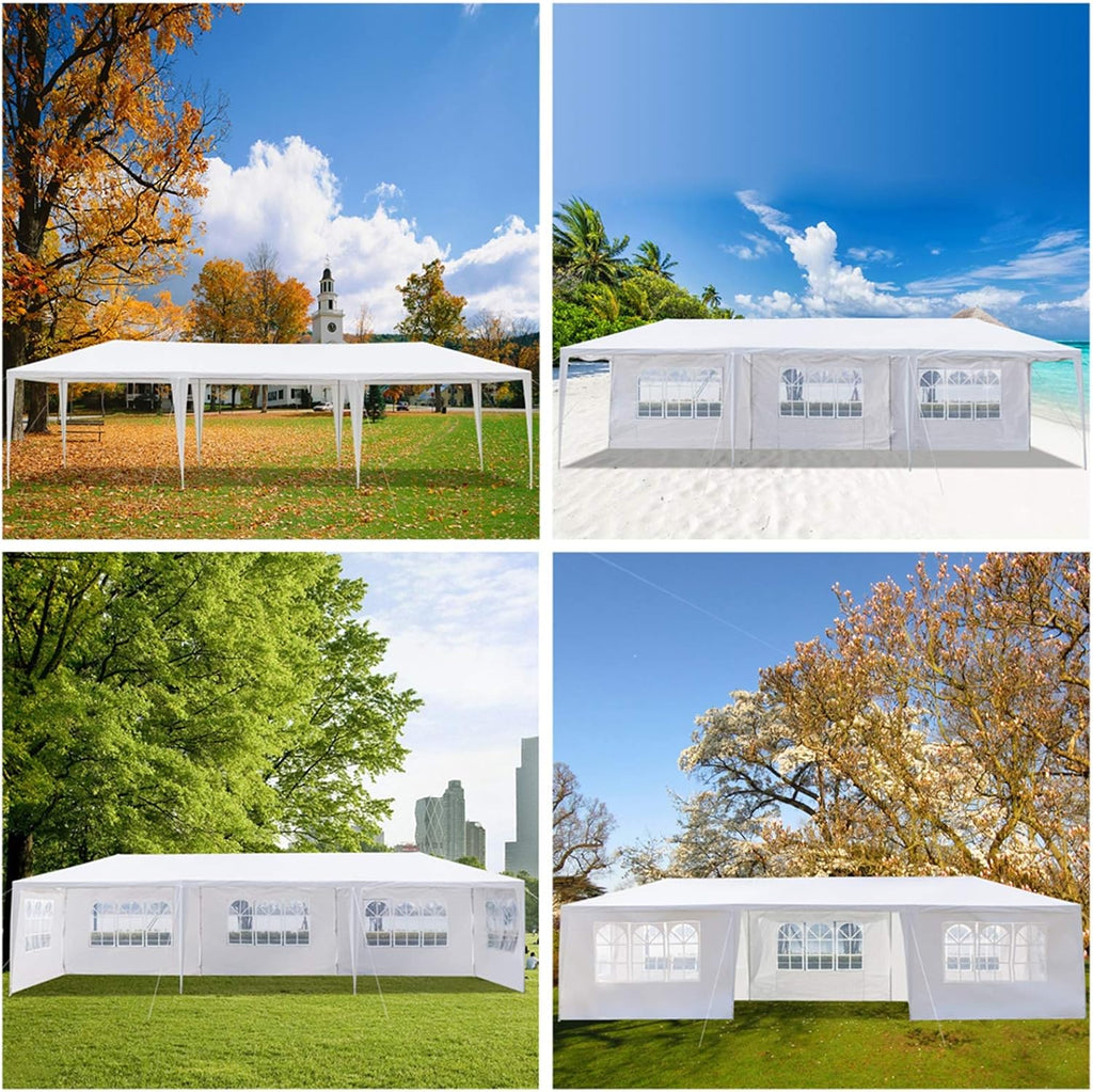 Outdoor Gazebo Canopy Wedding Party Tent Camping Shelter Commercial Instant Shelter Waterproof Tent with Removable Side Walls (Upgrade 10'x30' Seven Sides)