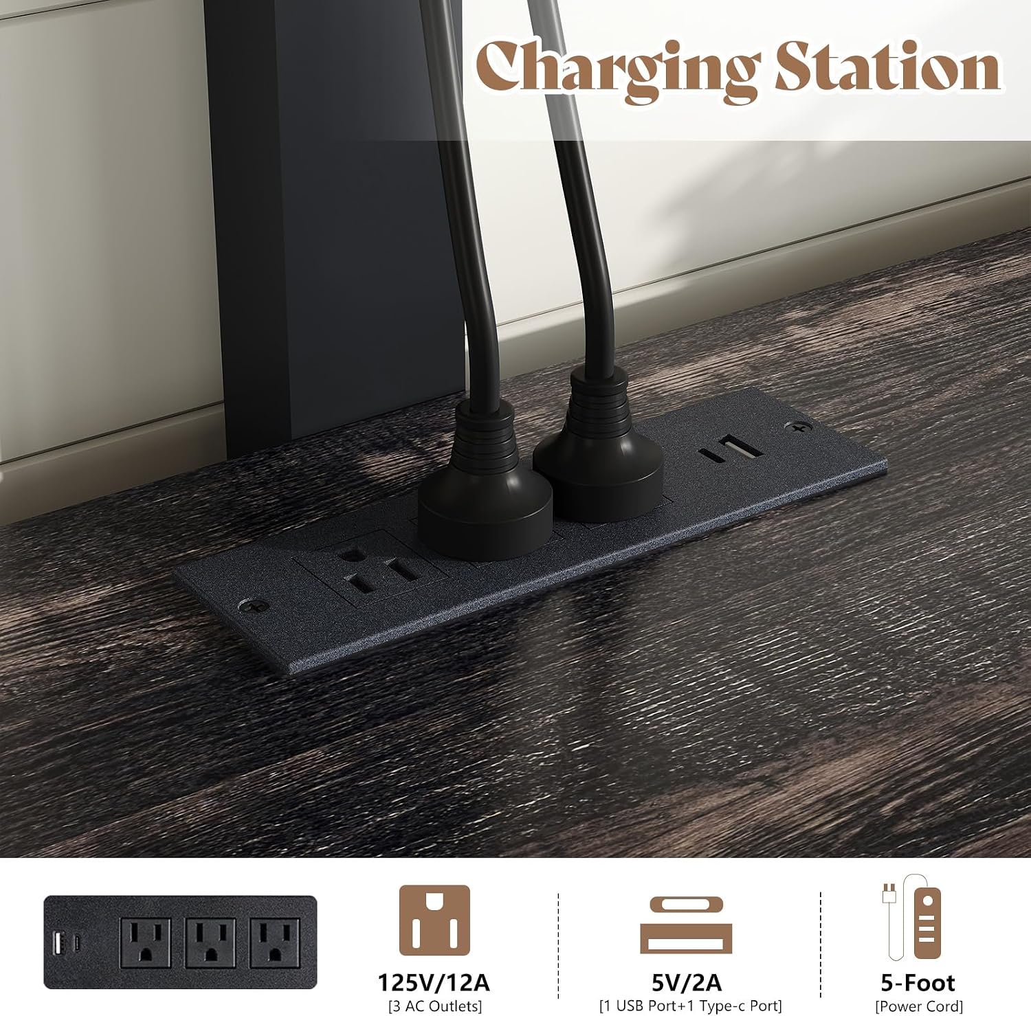 AMERLIFE 70' Fireplace TV Stand with Mount, Farmhouse Entertainment Center with 30' Electric Fireplace & Power Outlets for 32 to 70 inch TVs, Black Oak