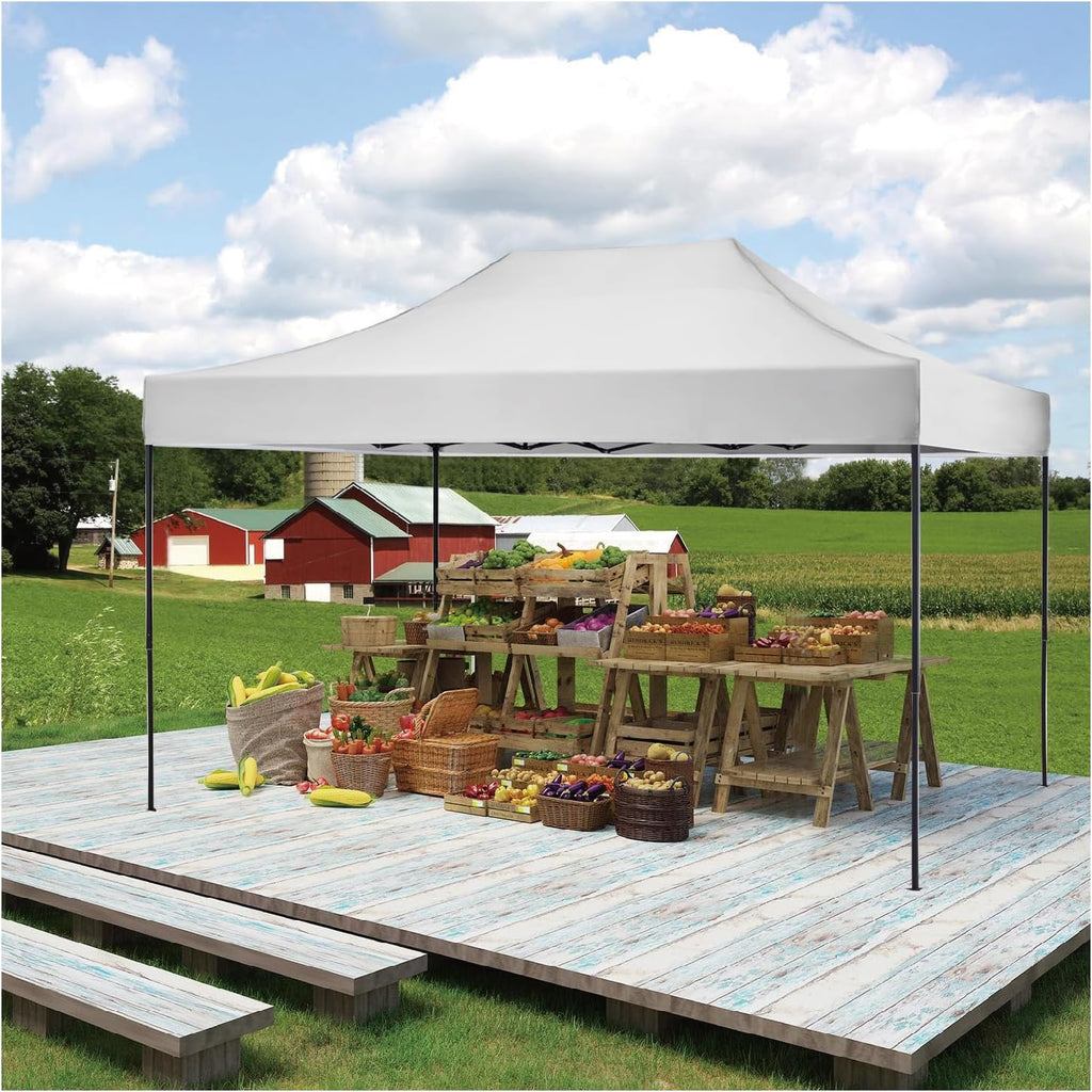 AMERICAN PHOENIX 10x15 Pop Up Tent Canopy Easy Portable Commercial Instant Canopies Outdoor Market Shelter (White, 10'x15' (Black Frame))