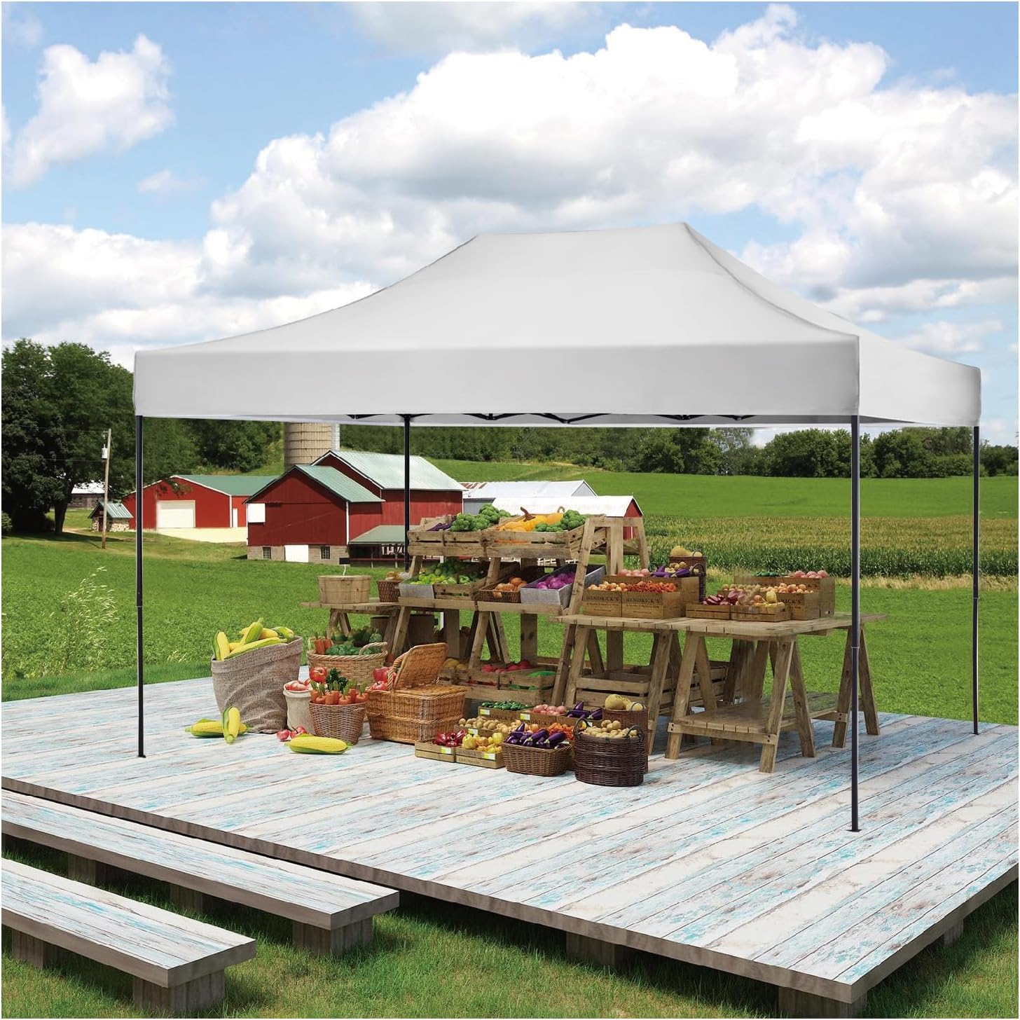 AMERICAN PHOENIX 10x15 Pop Up Tent Canopy Easy Portable Commercial Instant Canopies Outdoor Market Shelter (White, 10'x15' (Black Frame))