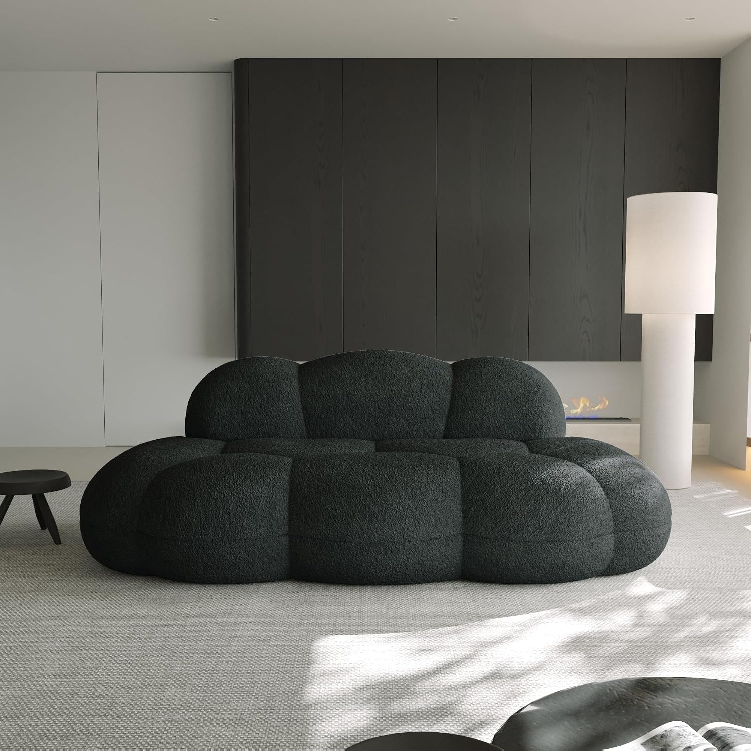 JACH Boneless Cloud Couches for Living Room Apartment, Modern Comfy Upholstered Sofa, Modern Leisure Sofa, Upholstered Couch for Bedroom, Small Space (Black, No Assembly Required)