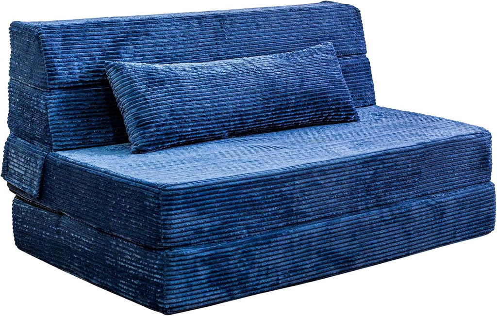 Cvortll Folding Sofa Bed, Convertible Sleeper Chair with Pillow, High Density Memory Foam Fold Out Couch, Foldable Mattress Futon Sofa for Living Room/Dorm/Guest Use/Apartment/Home Office
