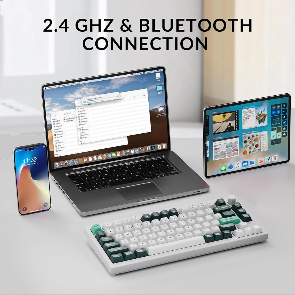 Keychron Q1 HE Wireless Custom Keyboard Rapid Trigger QMK Launcher 2.4 GHz Bluetooth 5.2 with Gateron Double-Rail Magnetic Switch, RGB Compatible with Mac Windows Linux (Hot-swappable)