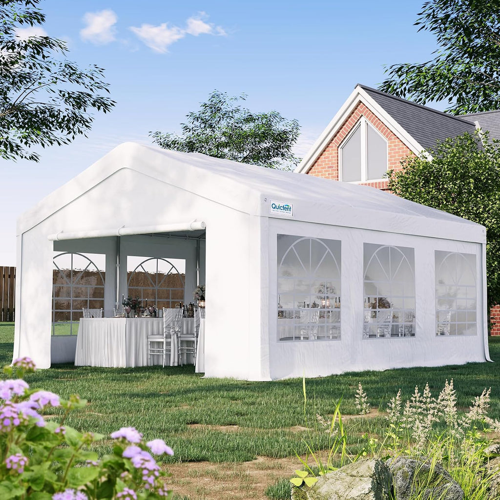 Quictent Premium 13x20 Party Tent Heavy Duty Outdoor Gazebo White Event Shelter Wedding Canopy Tent for Parties Carport BBQ with Removable Sidewall Windows & Storage Bags